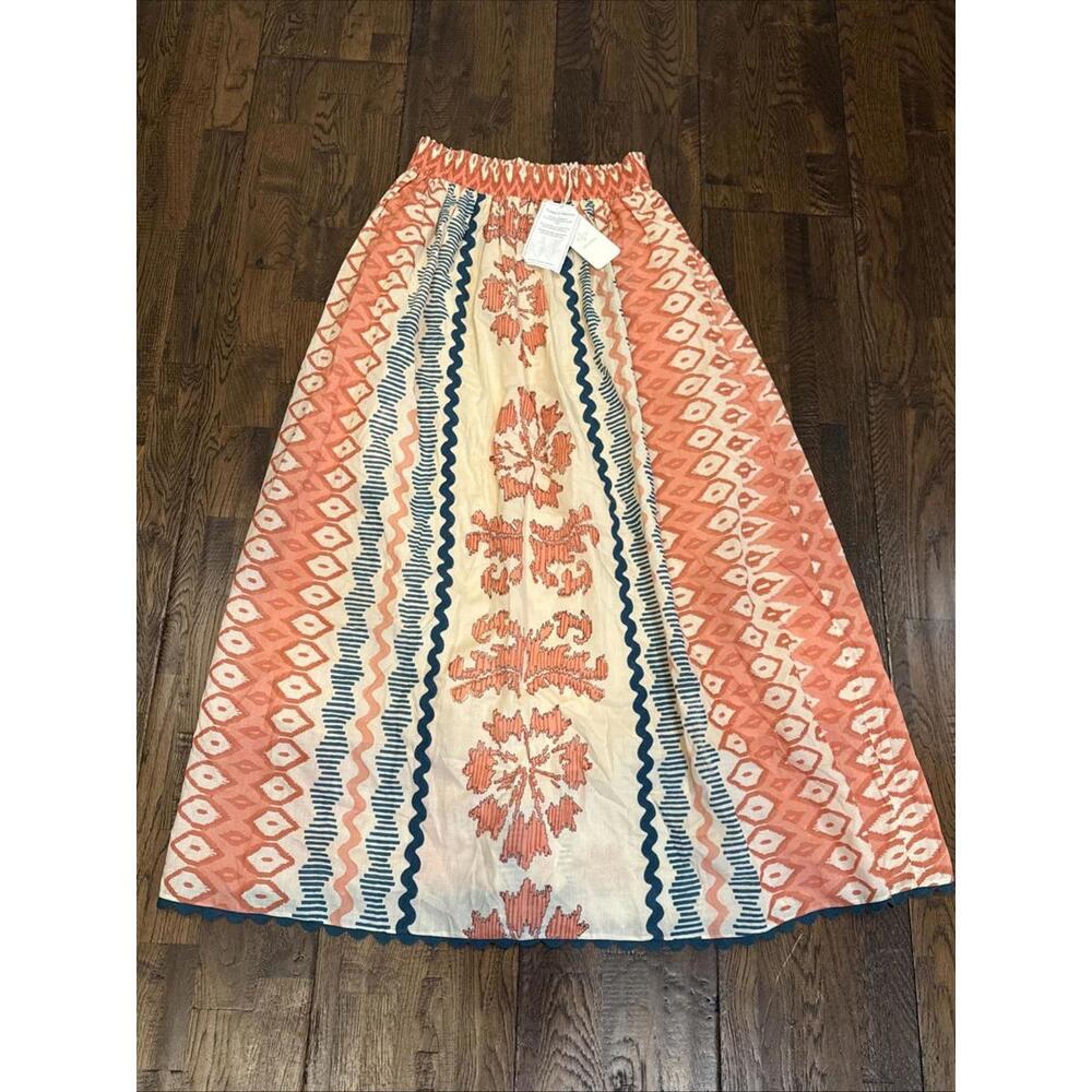 ASH & EDEN Maira Maxi Skirt – Orange Printed – Size M – NWT – Originally $230 - Picture 3 of 8
